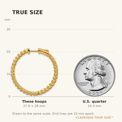 14K Round Hoop w/Safety Clasp Earring Mountings, 28 x 28mm