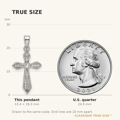 Sterling Silver Rhodium-plated CZ Polished Pointed Cross Pendant