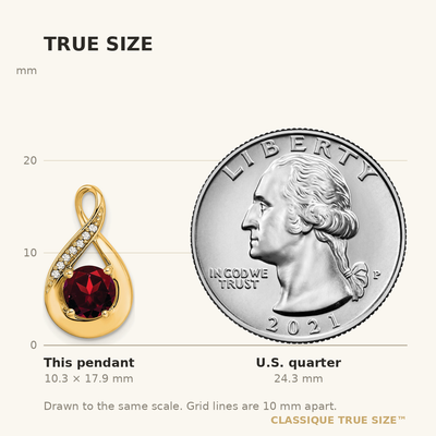 14K Garnet and Diamond Pendant, 17.9 x 10.3mm
