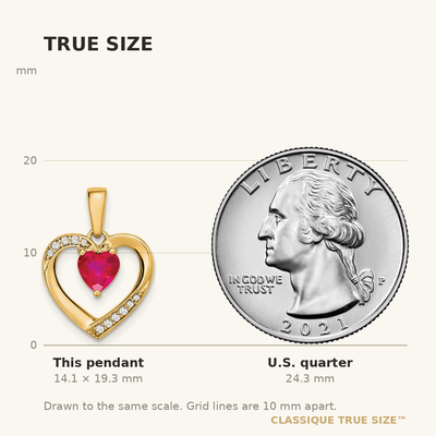 14K Ruby and Diamond Heart Pendant, 19.3 x 13.4mm