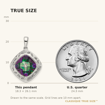 Sterling Silver Rhodium-plated Mystic Fire Topaz/Diamond Pendant