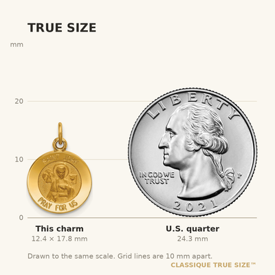 14K Saint John Medal Charm, 17.8 x 12.5mm