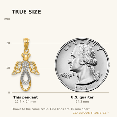 14K W/Rhodium Infinity Angel Pendant