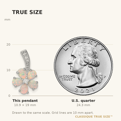 Sterling Silver Rhdoium Plated Opal Flower Pendant
