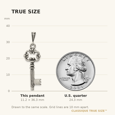 Sterling Silver Antiqued & Textured Key Pendant