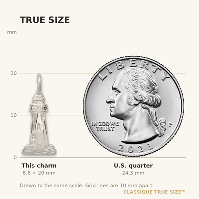 Sterling Silver Lighthouse Charm, 20 x 8mm