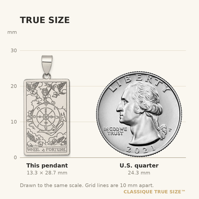 Sterling Silver Wheel of Fortune Tarot Card Pendant