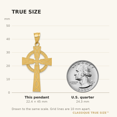 14K Celtic Cross Pendant, 45 x 24mm