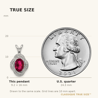Sterling Silver Rhodium Plated Diamond and Lab Created Ruby Pendant