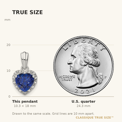 Sterling Silver Rhod-plated Created Sapphire and Diamond Pendant