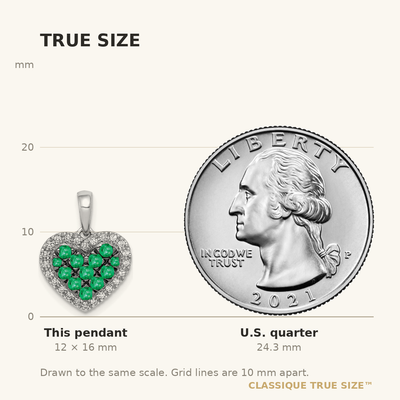 14K White Gold w/Black Rhodium Diamond/Emerald Heart Pendant