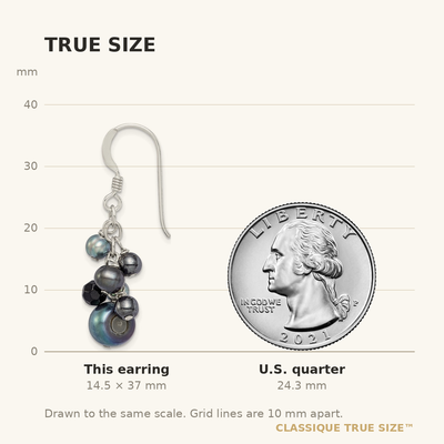 Sterling Silver Polished Black & Grey Freshwater Cultured Pearls and Onyx Dangle Earrings
