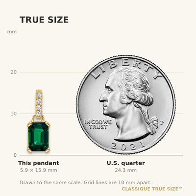14K Created Emerald and Diamond Pendant