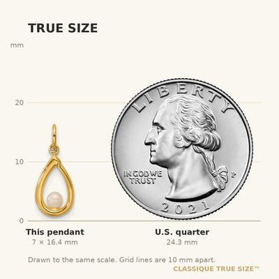 14K Polished Freshwater Cultured Pearl Teardrop Pendant