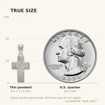 10k White Gold Small Cross Fingerprint Pendant view 2