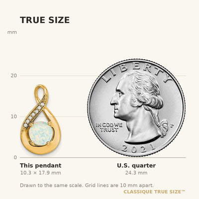 14K Created Opal and Diamond Pendant