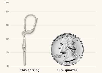 Classique True Size: Sterling Silver Polished CZ Infinity Cross Leverback Dangle Earrings shown next to a US quarter (24.3 mm)