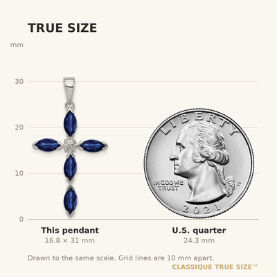 Sterling Silver Rhodium Sapphire Diamond Pendant