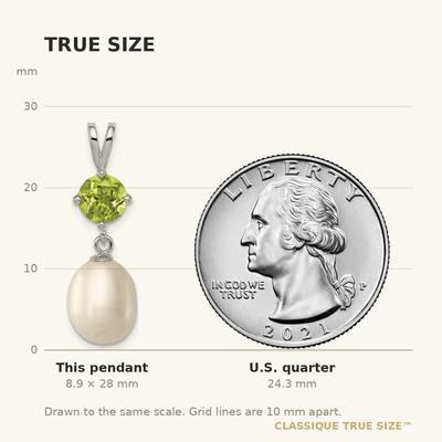 Sterling Silver Rhodium-plated White Teardrop Freshwater Cultured Pearl and .90PE Peridot Pendant
