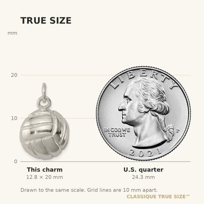 Sterling Silver Volleyball Charm, 20 x 17mm