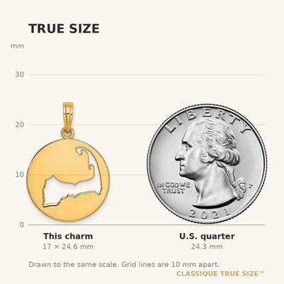14K Polished Cut-Out CAPE COD Map Charm