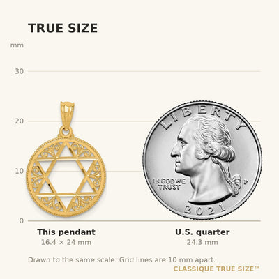 14K Filigree Star of David Pendant