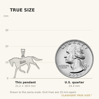 14K White Gold Horse with Name Pendant