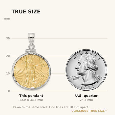 Wideband Distinguished Coin Jewelry 14kw Diamond-cut Screw Top Mounted 1/4oz American Eagle Coin Bezel Pendant