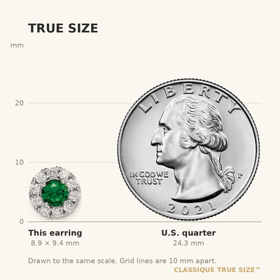 Sterling Silver Rhodium-plated Green and White CZ Halo Post Earrings