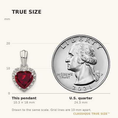 Sterling Silver Rhodium-plated Created Ruby and Diamond Pendant, 18 x 9.3mm