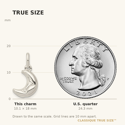 Sterling Silver 3-D Half Moon Charm