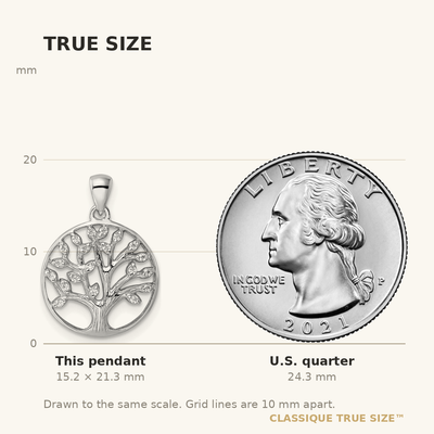 Sterling Silver Rhodium-plated Polished CZ Tree of Life Pendant