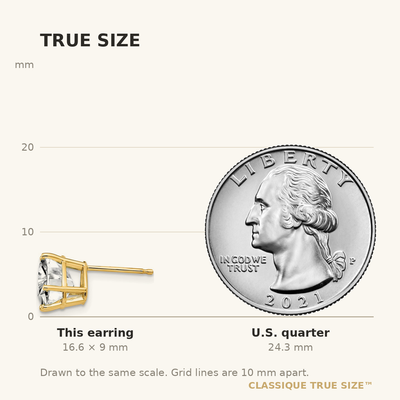 14K Trillion Cubic Zirconia Earrings, 9 x 9mm