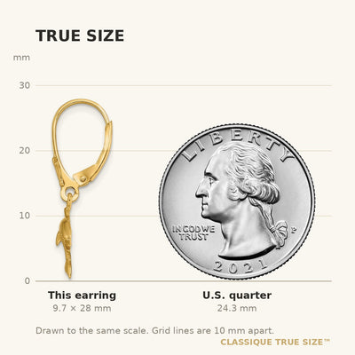 14K Jumping Dolphin Leverback Earrings