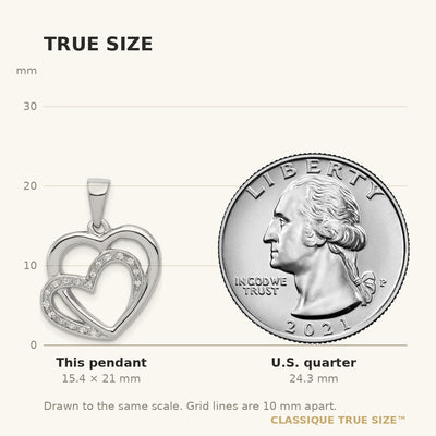 14K White Gold Diamond Entwined Hearts Pendant