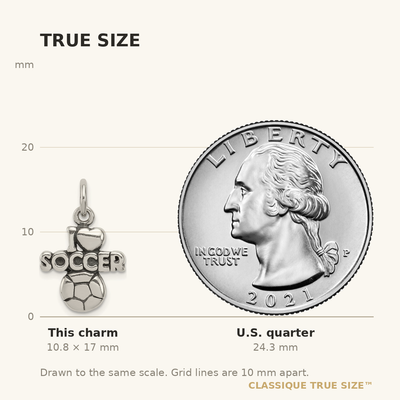 Sterling Silver Antique I (heart) Soccer Charm