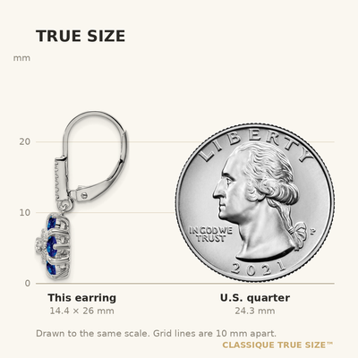 14K White Gold Sapphire and Diamond Leverback Earrings