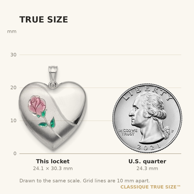 Sterling Silver Rhodium-plated Satin Enamel Rose Ash Holder Heart Locket