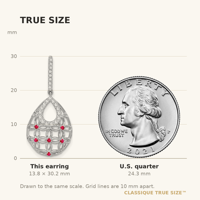 14K White Gold Ruby and Diamond Dangle Earrings