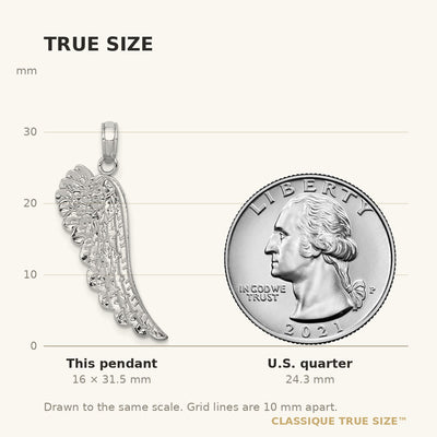 14K White Gold Angel Wing Pendant