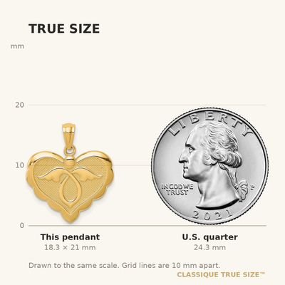 14K Yellow Gold Angel in Heart Pendant