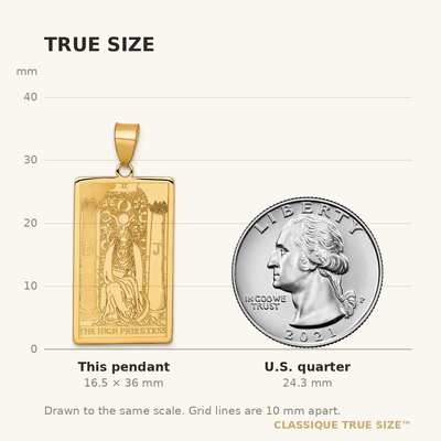 14K Yellow Gold The High Priestess Tarot Card Pendant