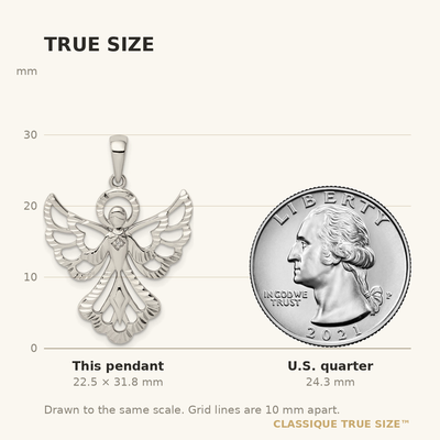 Sterling Silver Diamond & Diamond-cut Angel Pendant