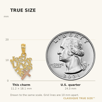 14K Two-Tone JESUS LOVES ME Charm