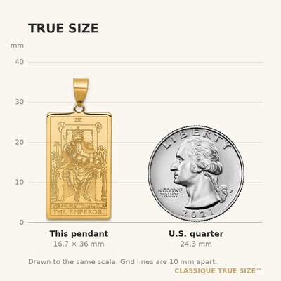 14K Yellow Gold The Emperor Tarot Card Pendant