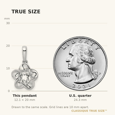 Sterling Silver Rhodium-plated Floral White Topaz Pendant
