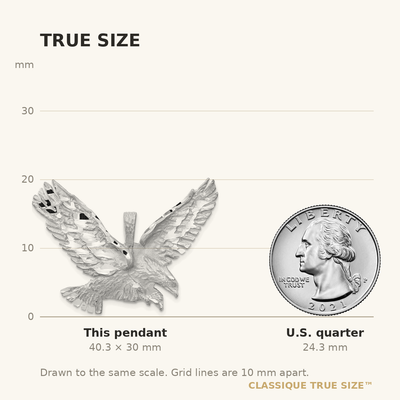 14K White Gold Polished Diamond-cut Eagle Pendant