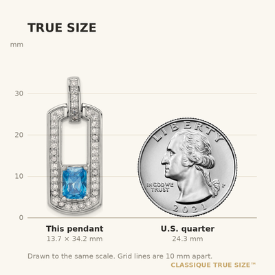 Sterling Silver Rhodium-plated Polished Blue Topaz and CZ Pendant