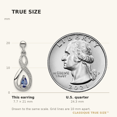 Sterling Silver Rhodium-plated Tanzanite & Diamond Earrings, 21 x 8mm