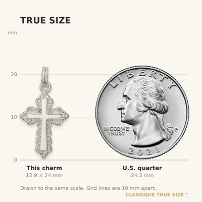 Sterling Silver Rhodium-plated Cross Charm, 24 x 14mm
